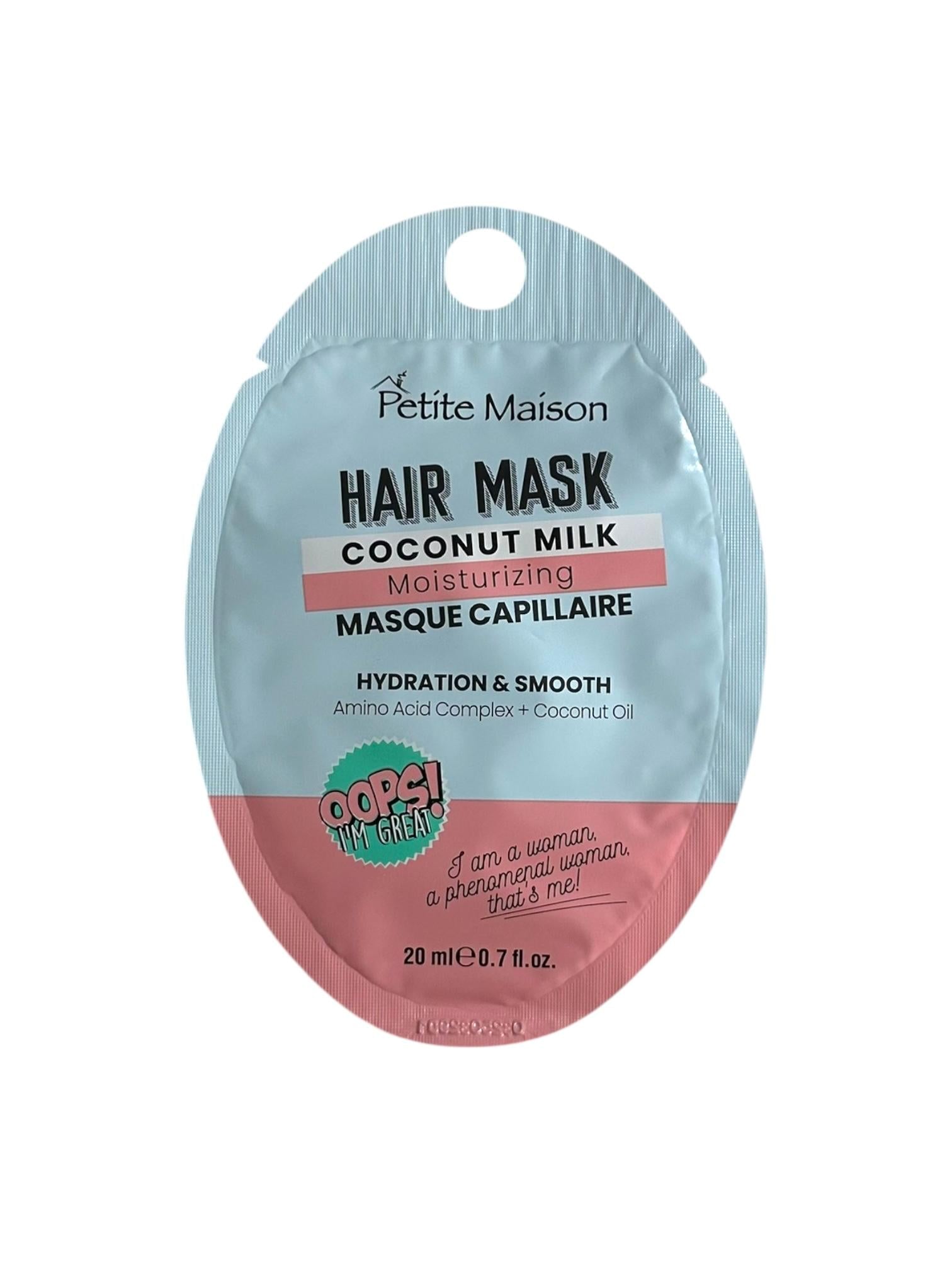 Mascarilla Capilar Coconut Milk Sobre 20ml Petite Maison