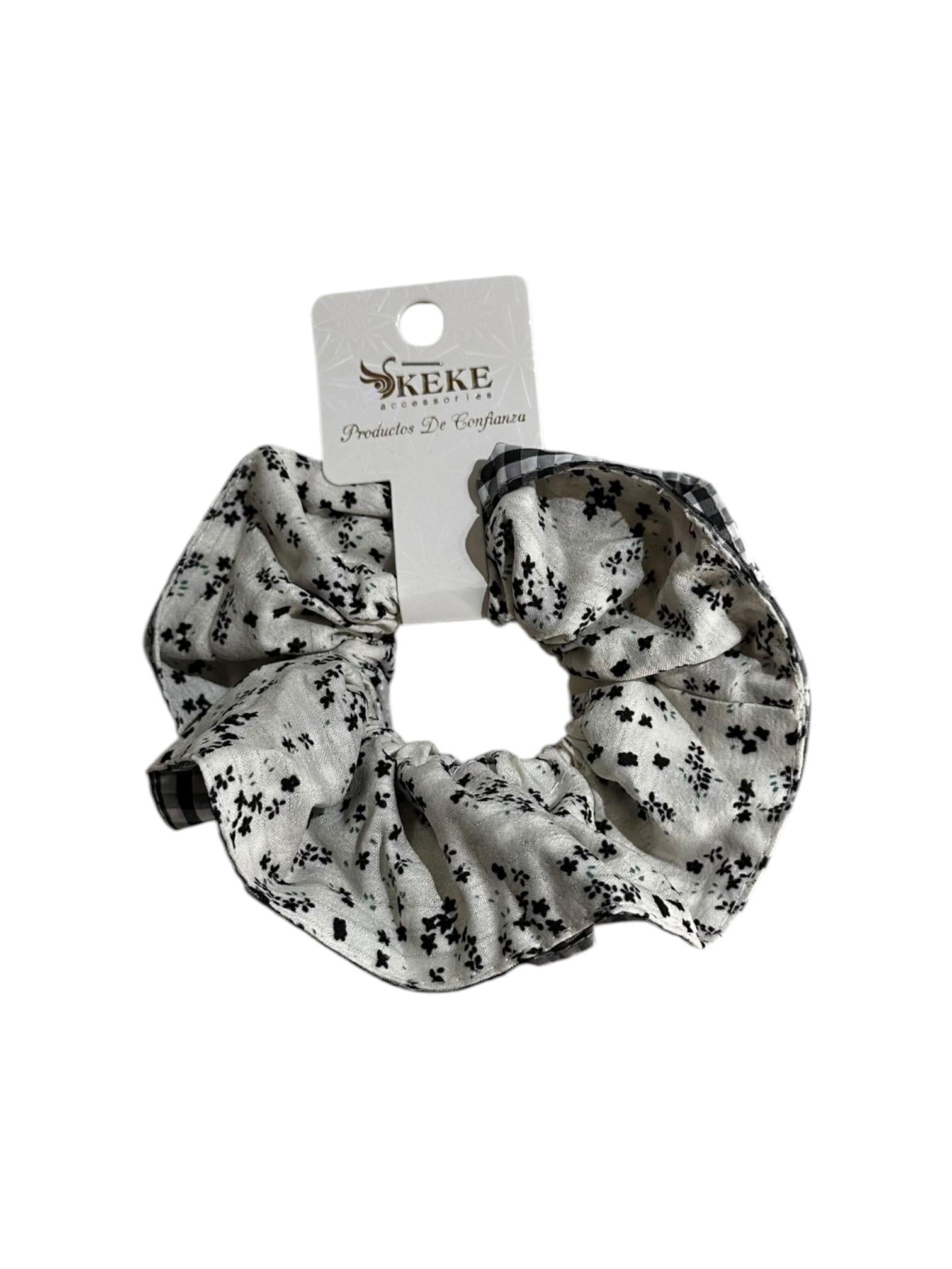 Colet scrunchies estampado flores reversible 16cm