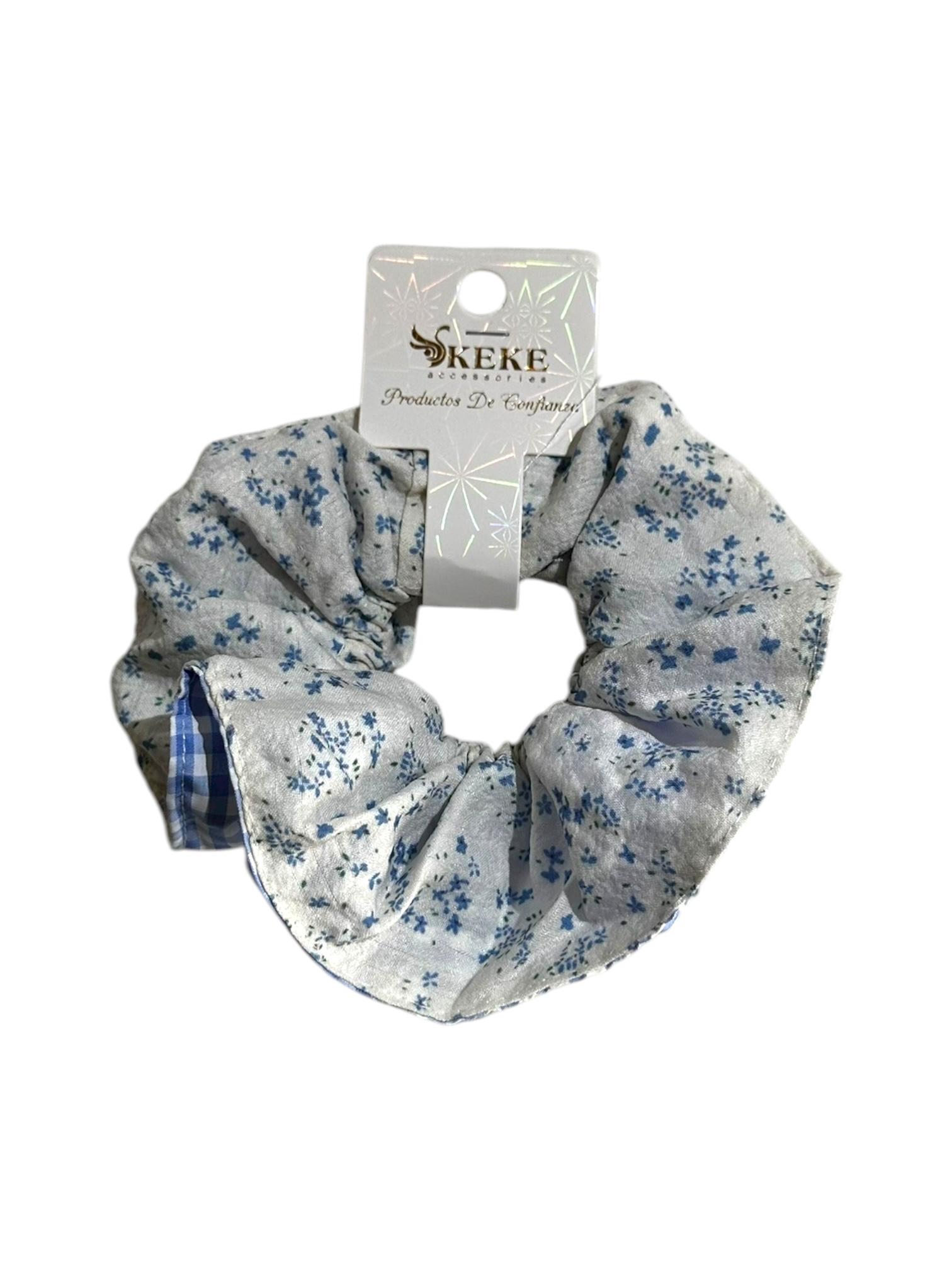 Colet scrunchies estampado flores reversible 16cm