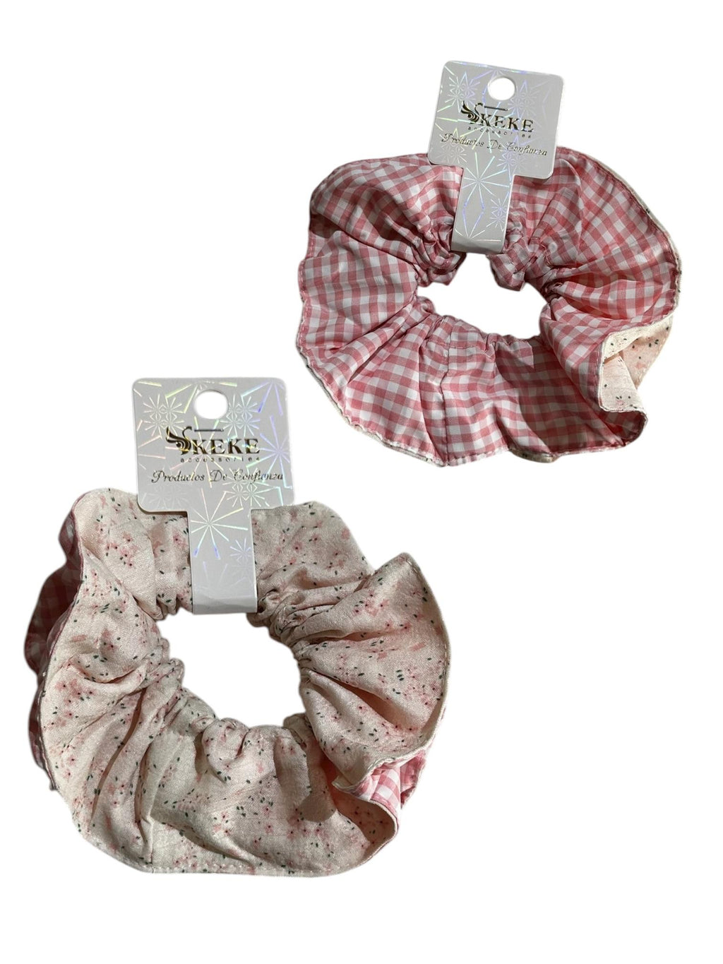 Colet scrunchies estampado flores reversible 16cm