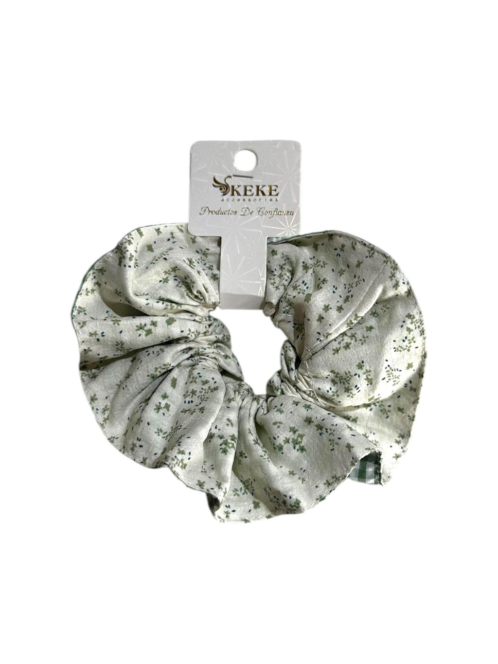 Colet scrunchies estampado flores reversible 16cm