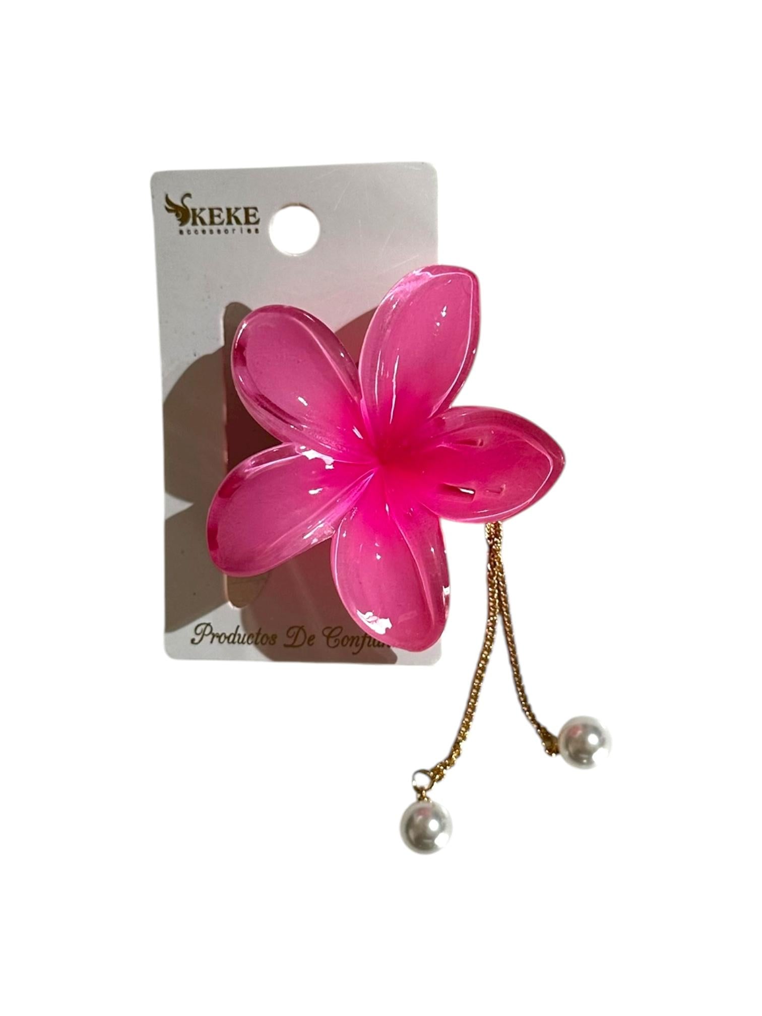 Pinza flor hawaiana con accesorio colgante