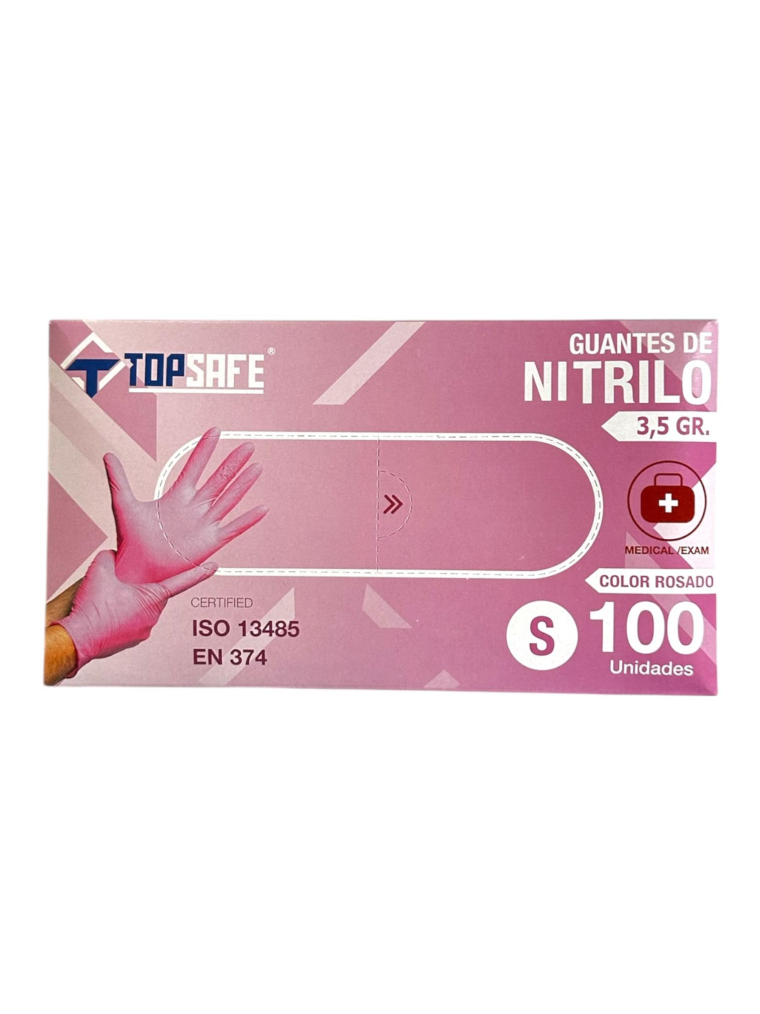 Guantes De Nitrilo Rosado S 3.5GR TopSafe