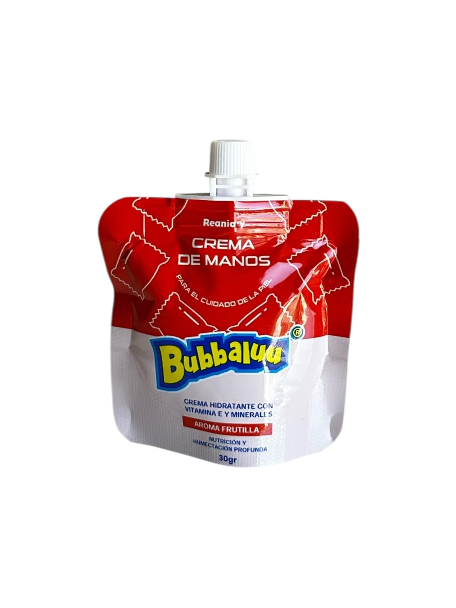 Crema de Manos Sachet Frutilla 30gr Bubbaluu