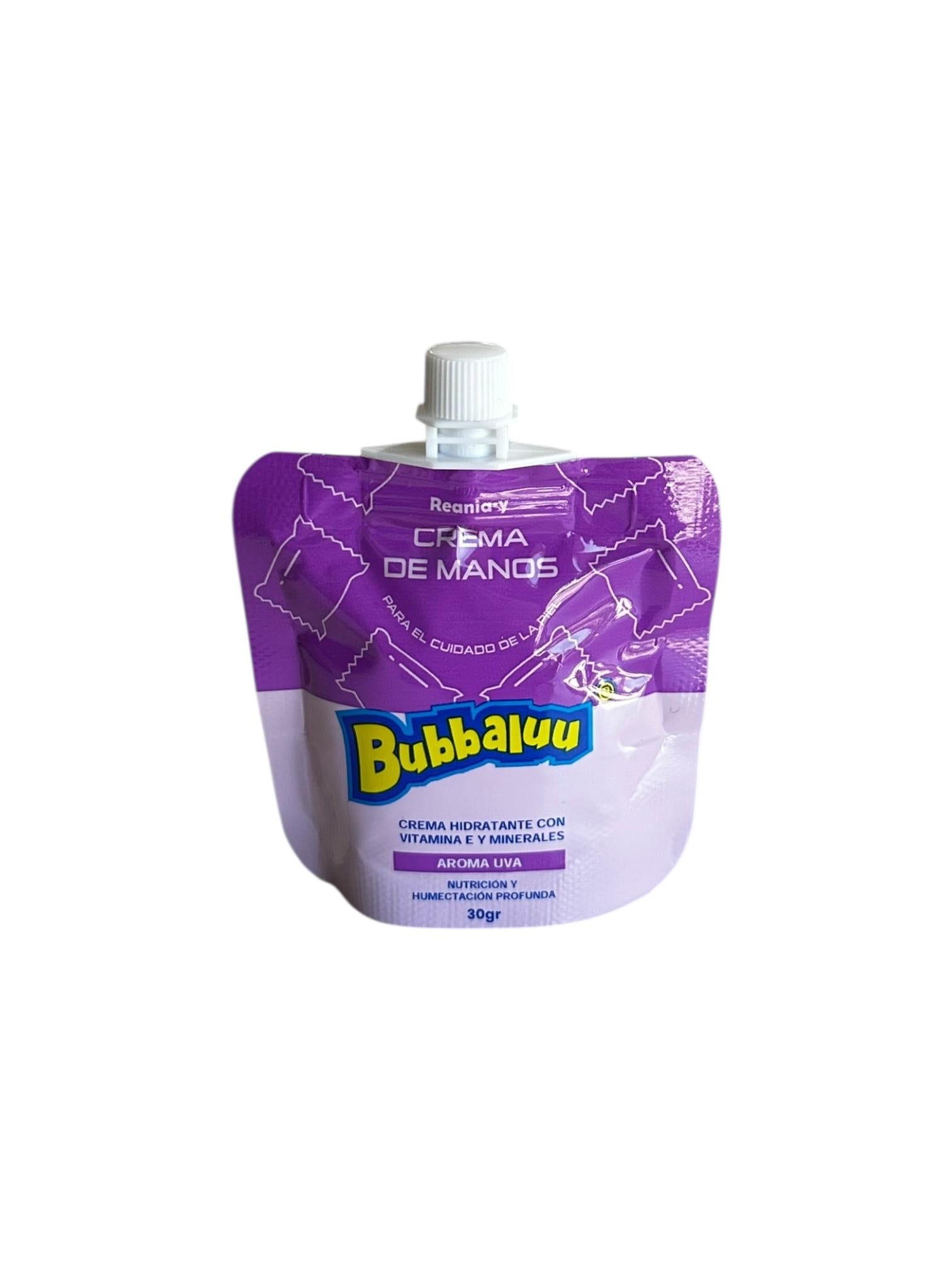 Crema de Manos Sachet Uva 30gr Bubbaluu