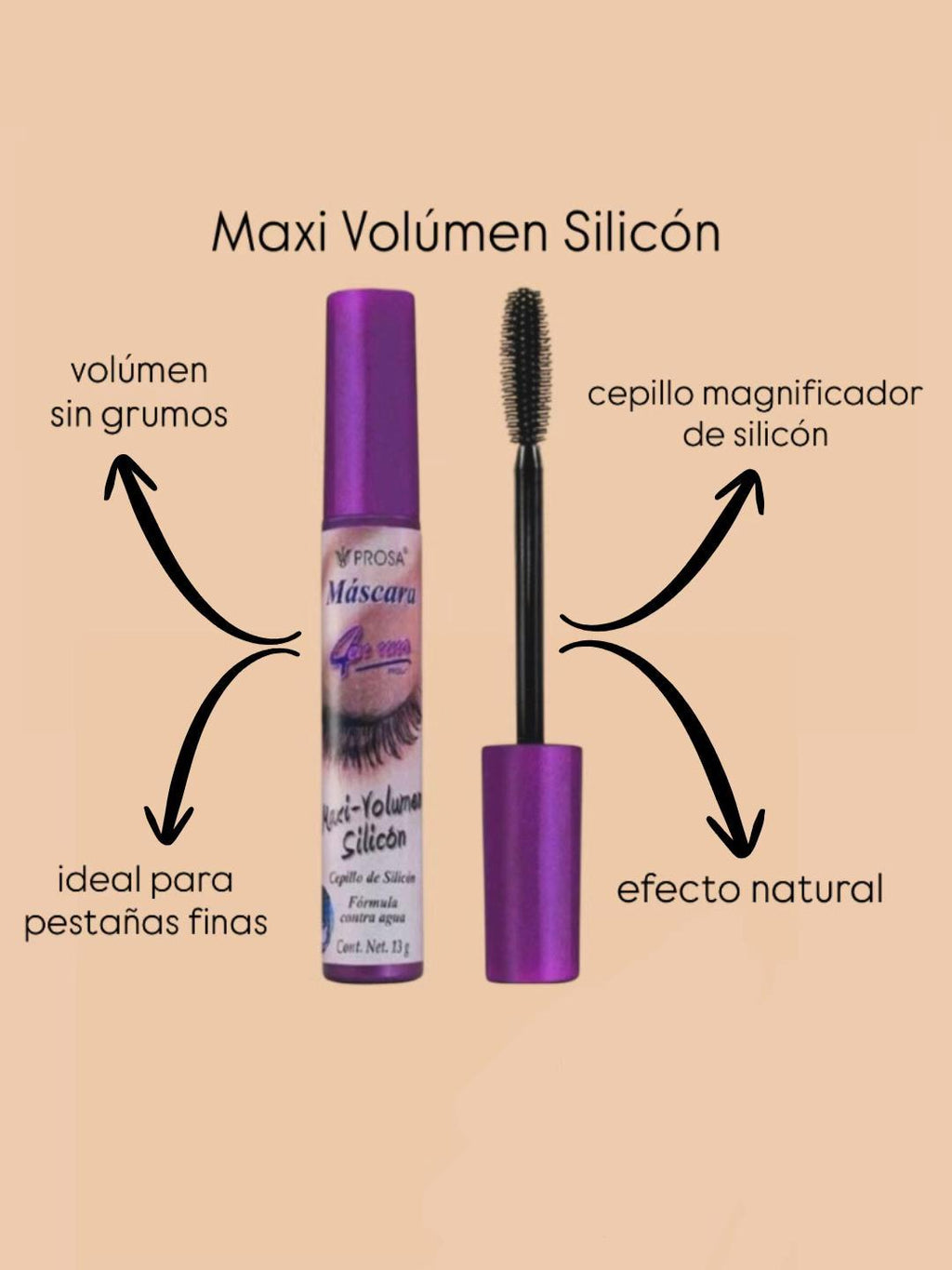 Máscara de Pestañas Maxi Volumen Silicon Prosa