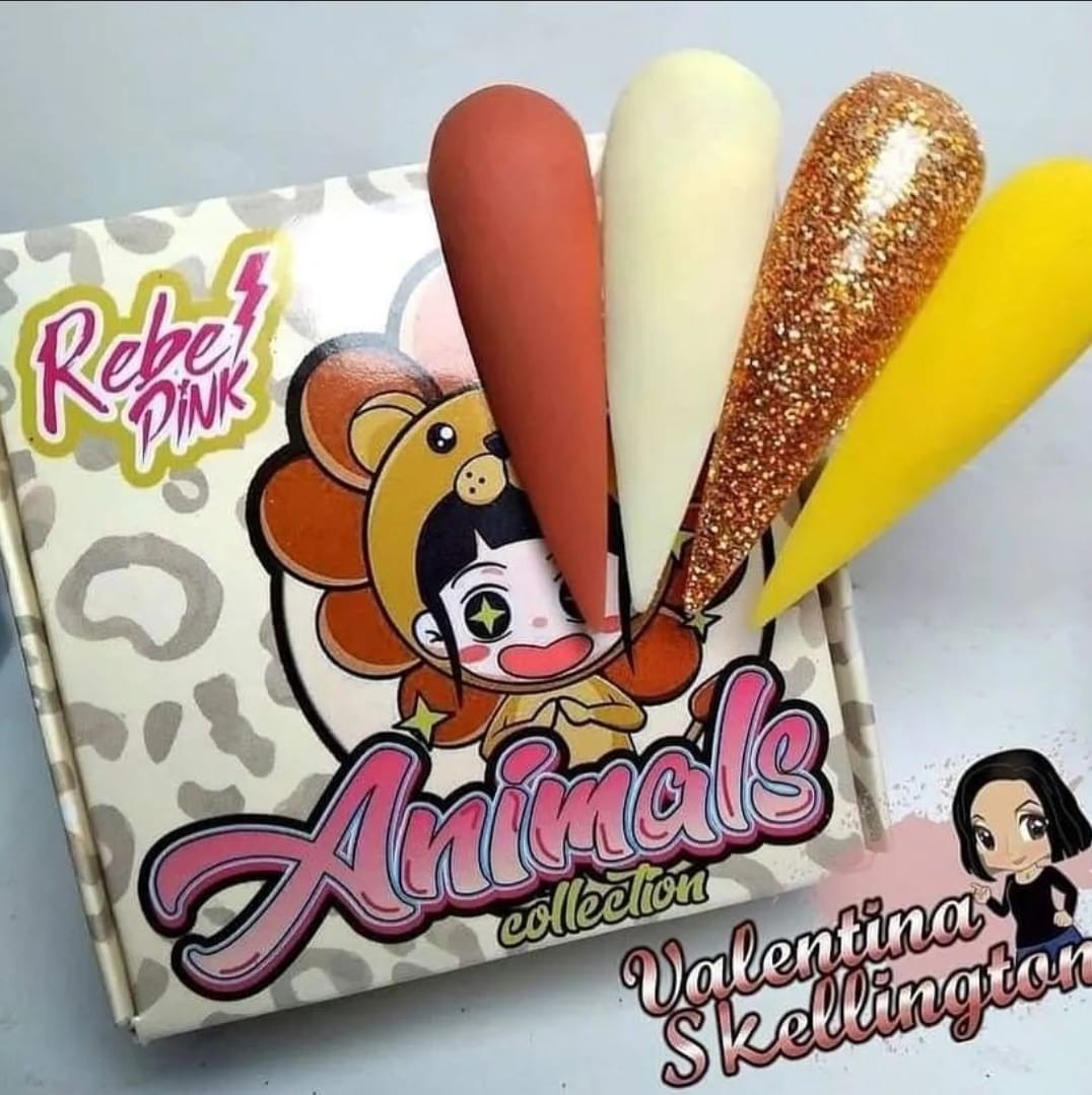 Colección Polimeros Animals Rebel Pink 4ud Wapizima