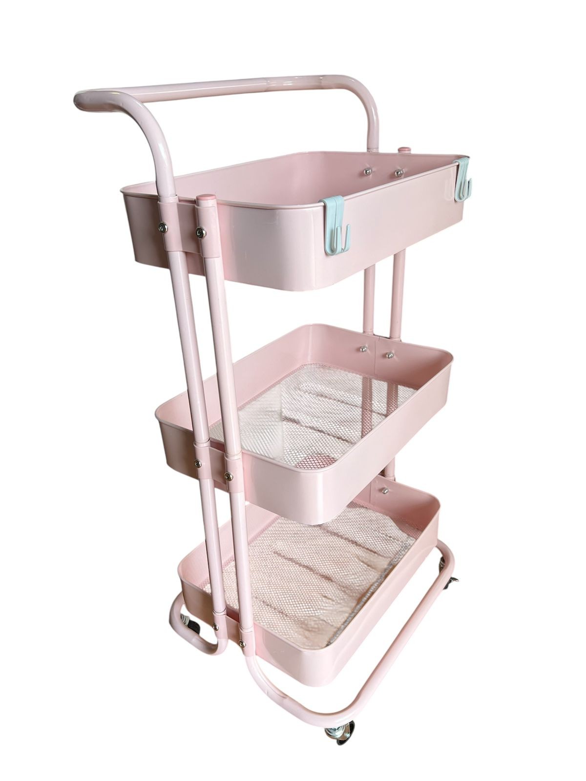 Carrito Organizador De Metal Rosado