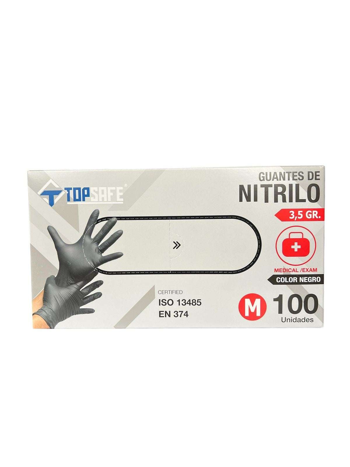 Guantes De Nitrilo Negro M 3.5GR TopSafe