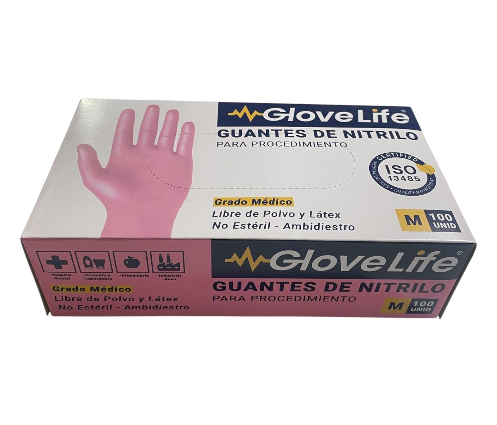 Guantes De Nitrilo Rosado M GloveLife