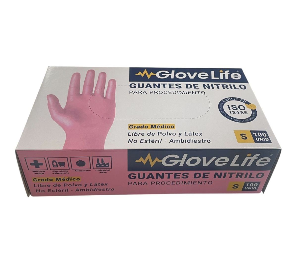 Guantes De Nitrilo Rosado S GloveLife