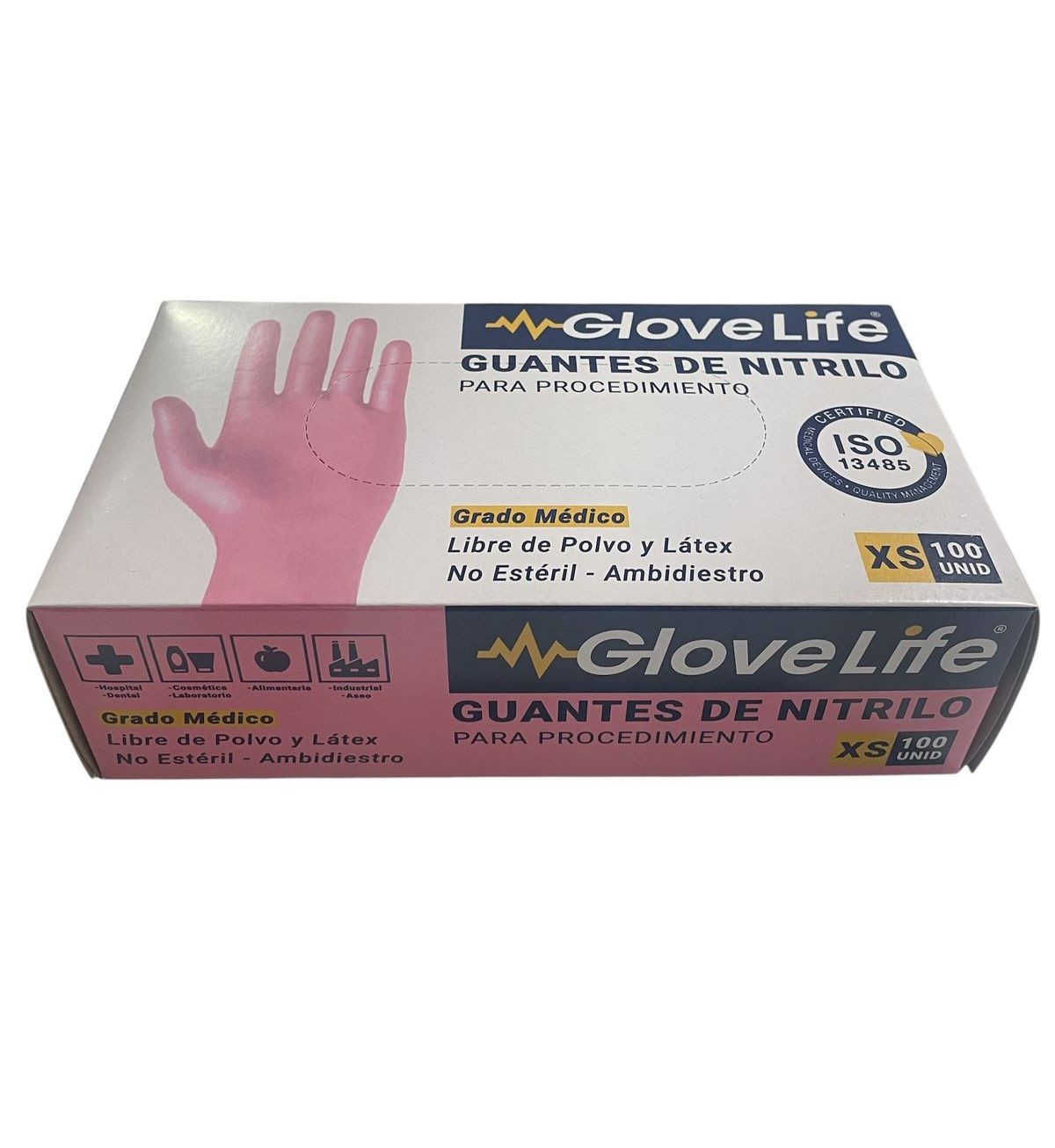 Guantes De Nitrilo Rosado XS GloveLife