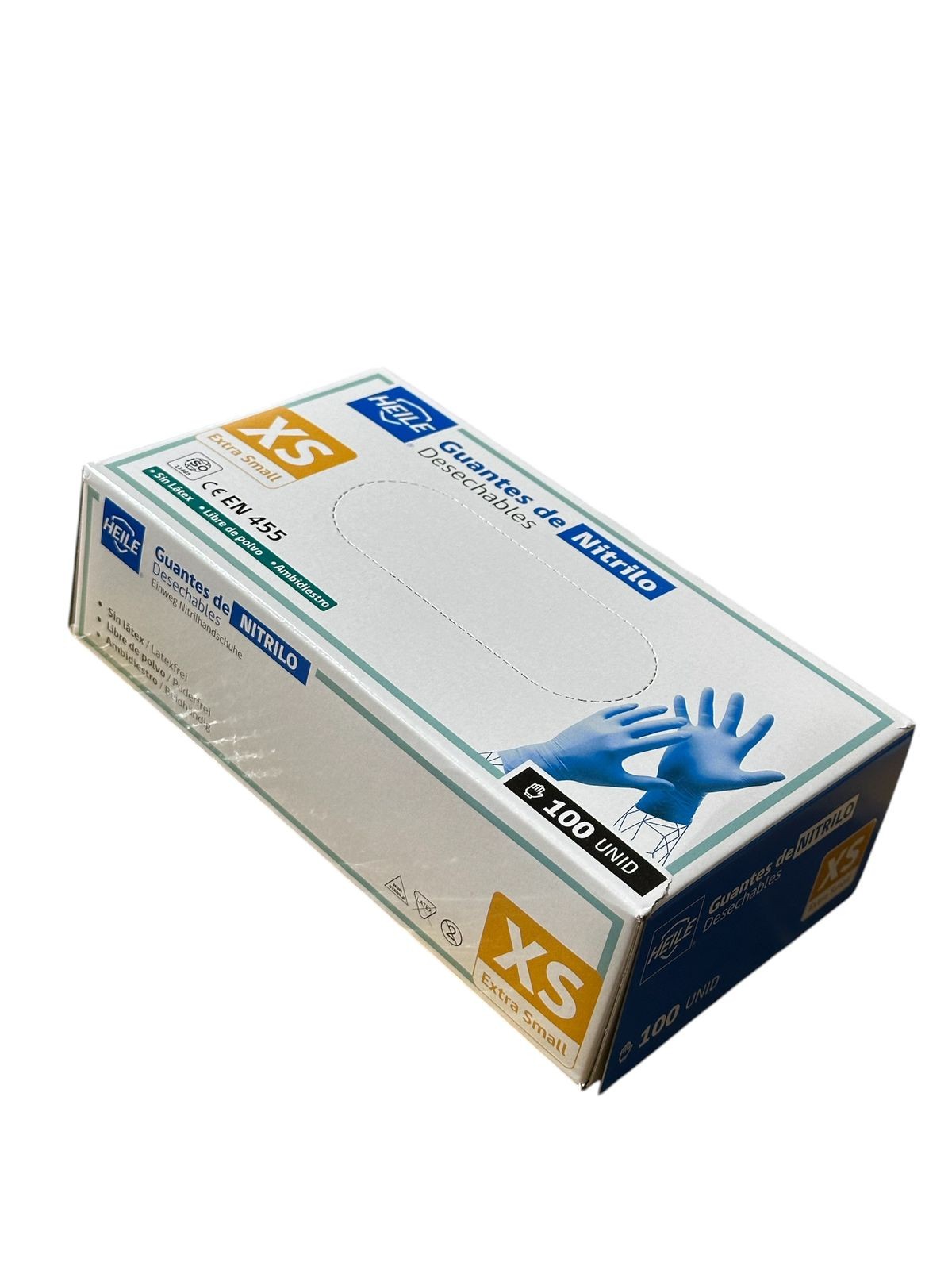 Guantes Nitrilo XS Celeste 100ud Heile