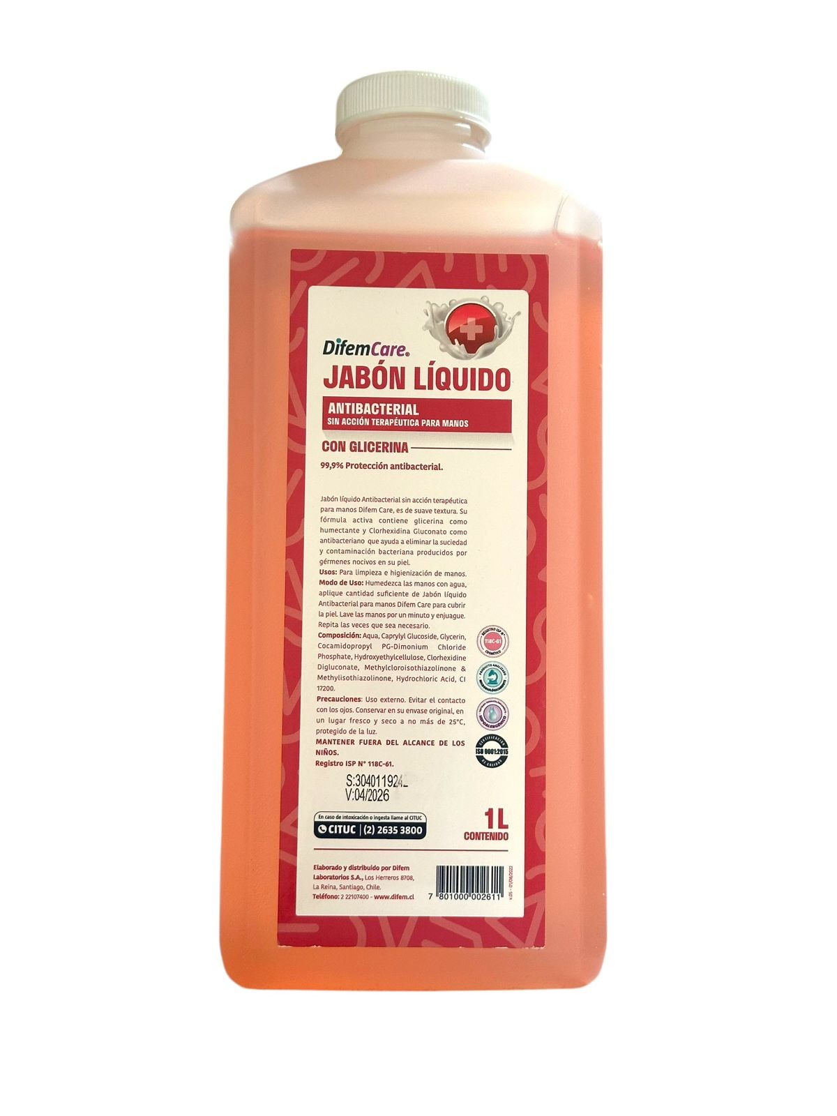 Jabon Liquido Antibacterial con Glicerina 1L DifemCare