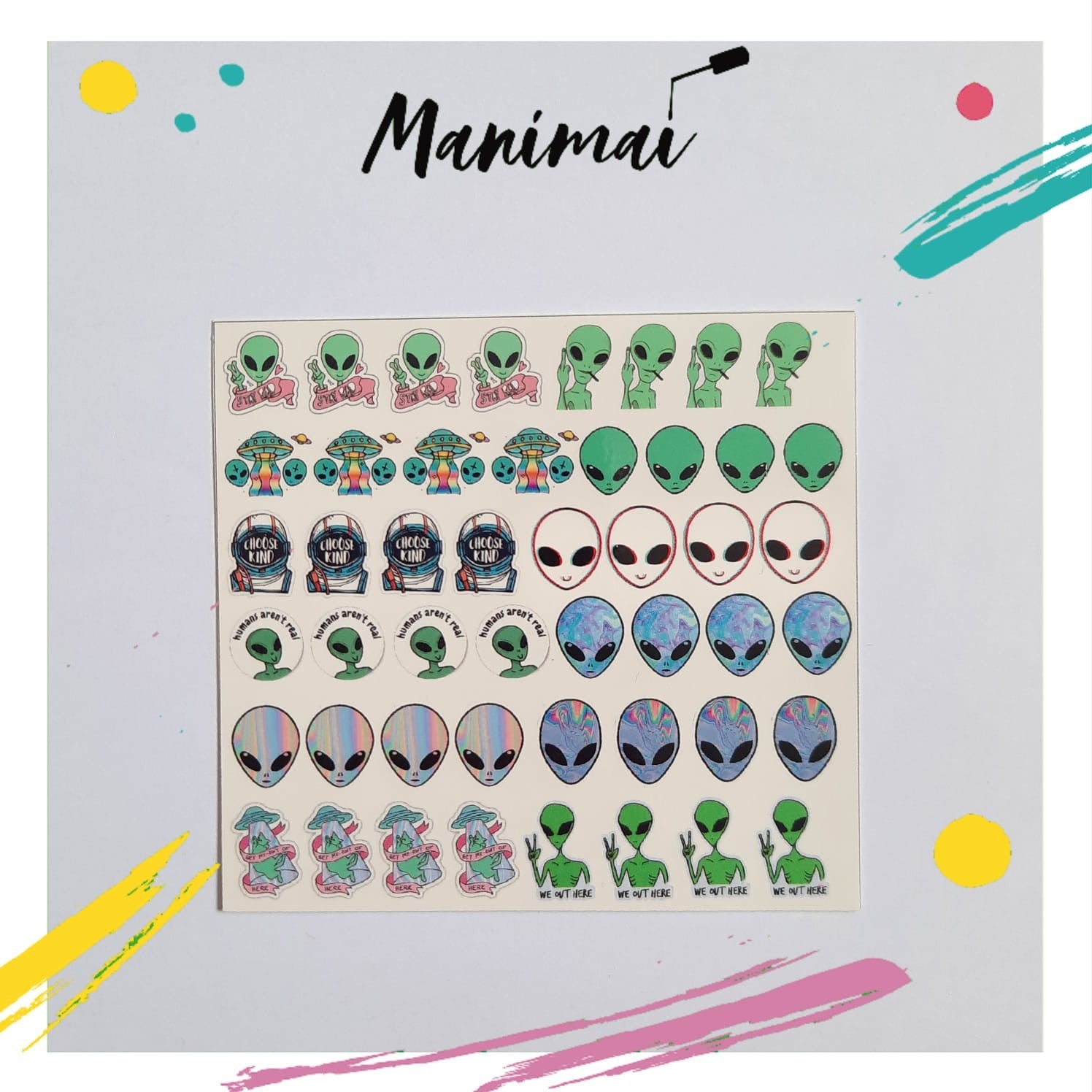 Tatuaje al agua alien M  Miawsticker