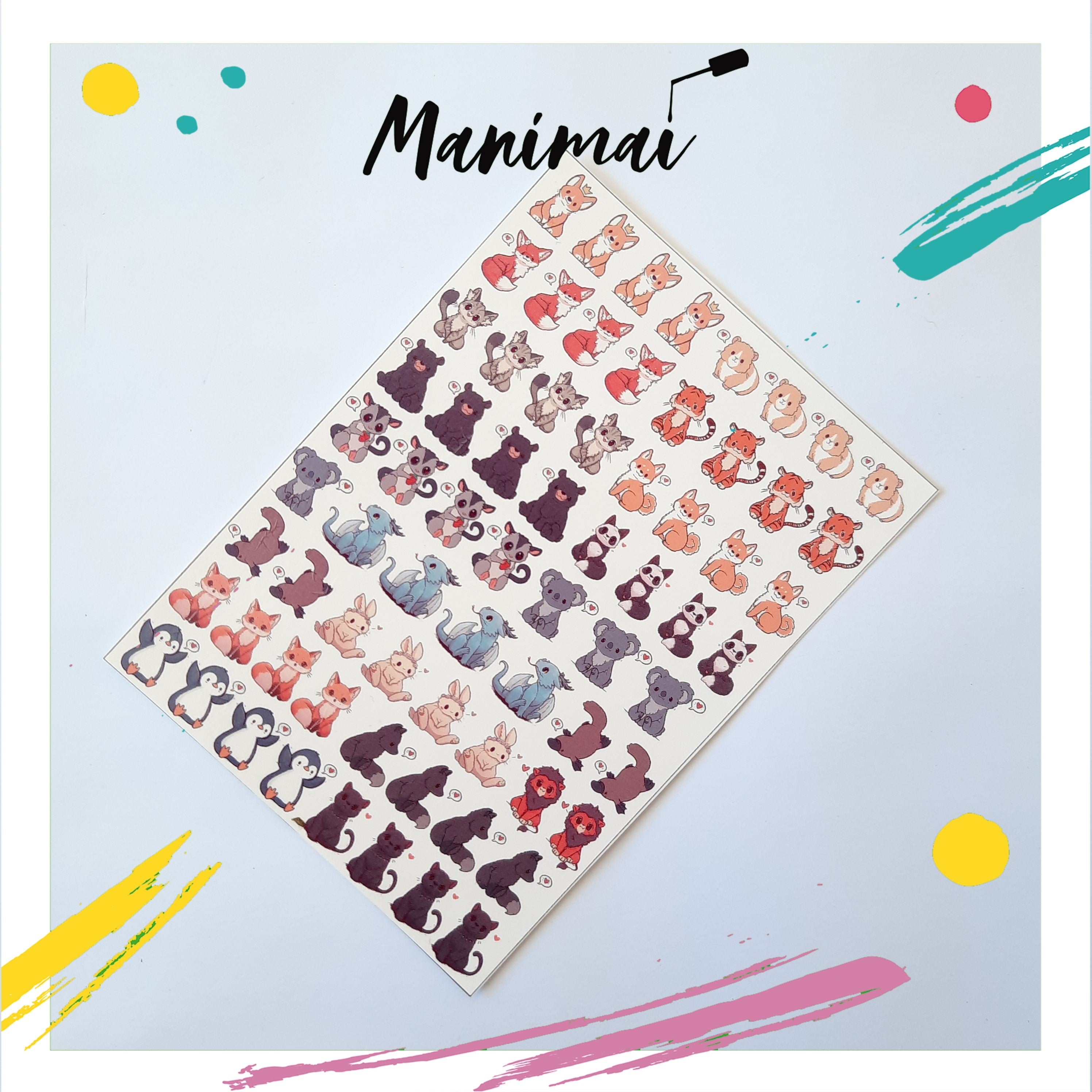 Tatuaje al agua animal kawai 2 L Miawsticker