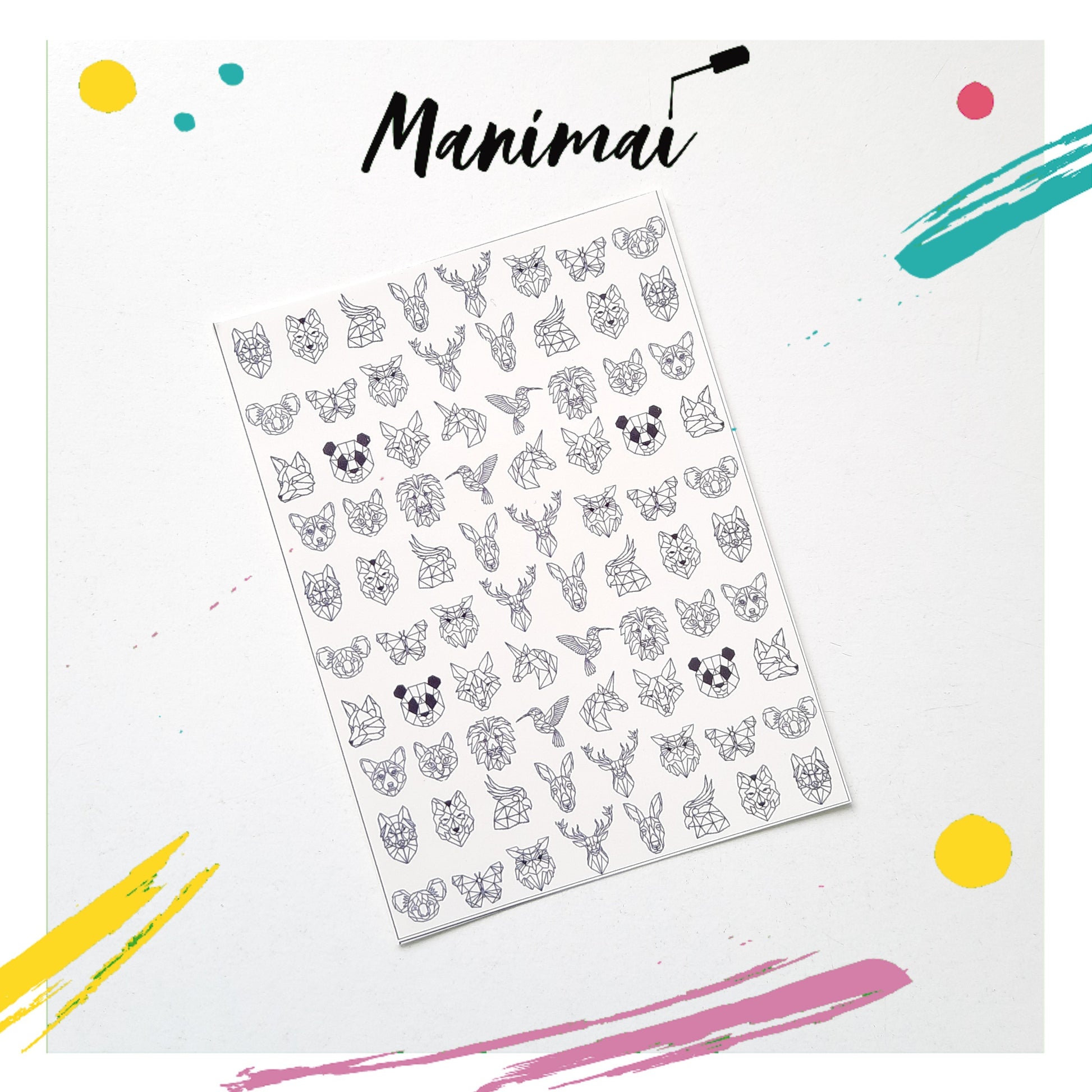 Tatuaje al agua animales geometricos L  Miawsticker