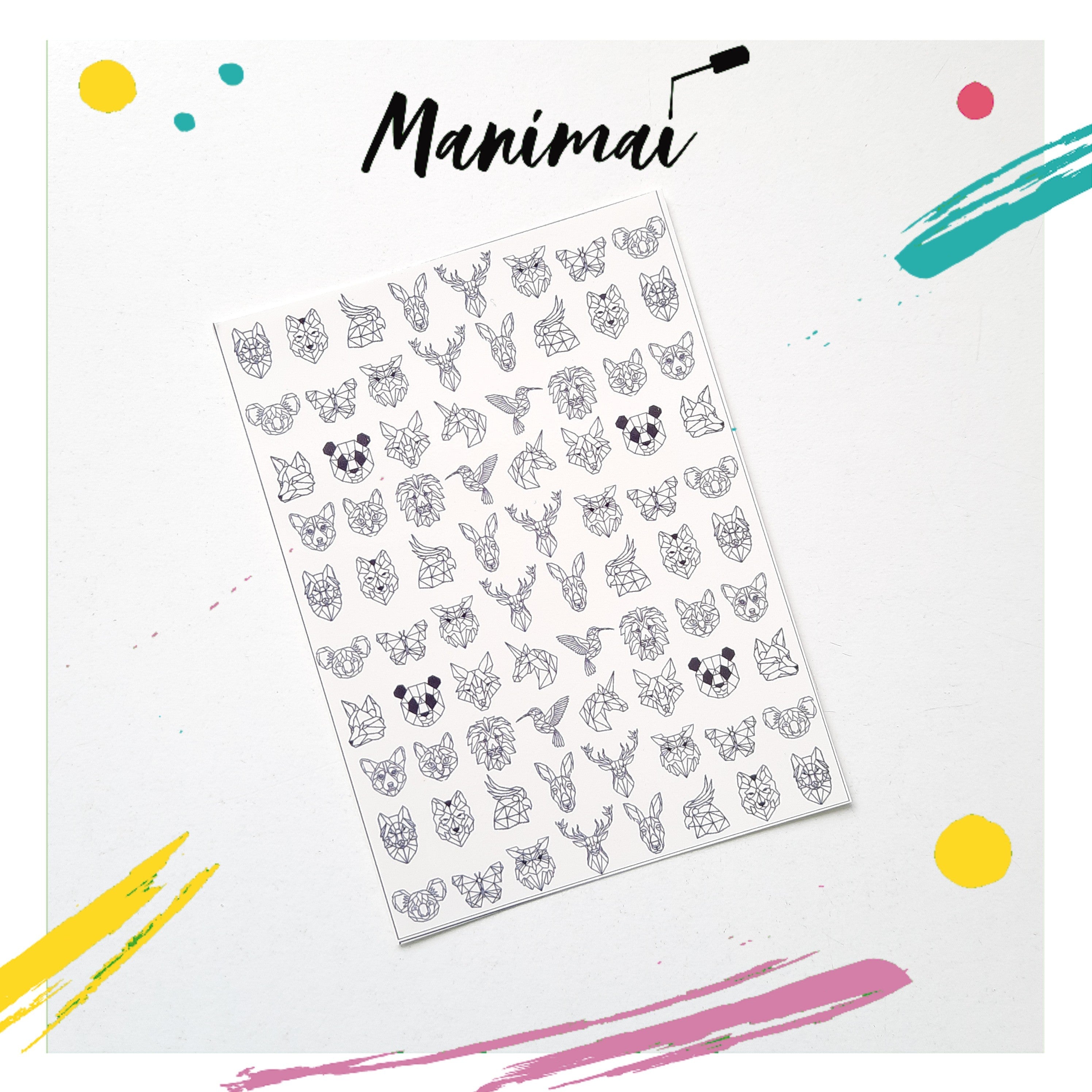Tatuaje al agua animales geometricos L  Miawsticker