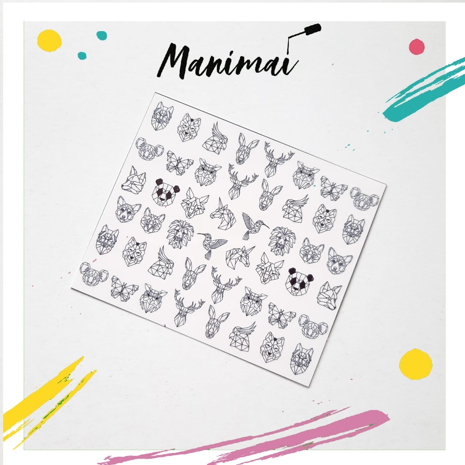 Tatuaje al agua animales geometricos M  Miawsticker