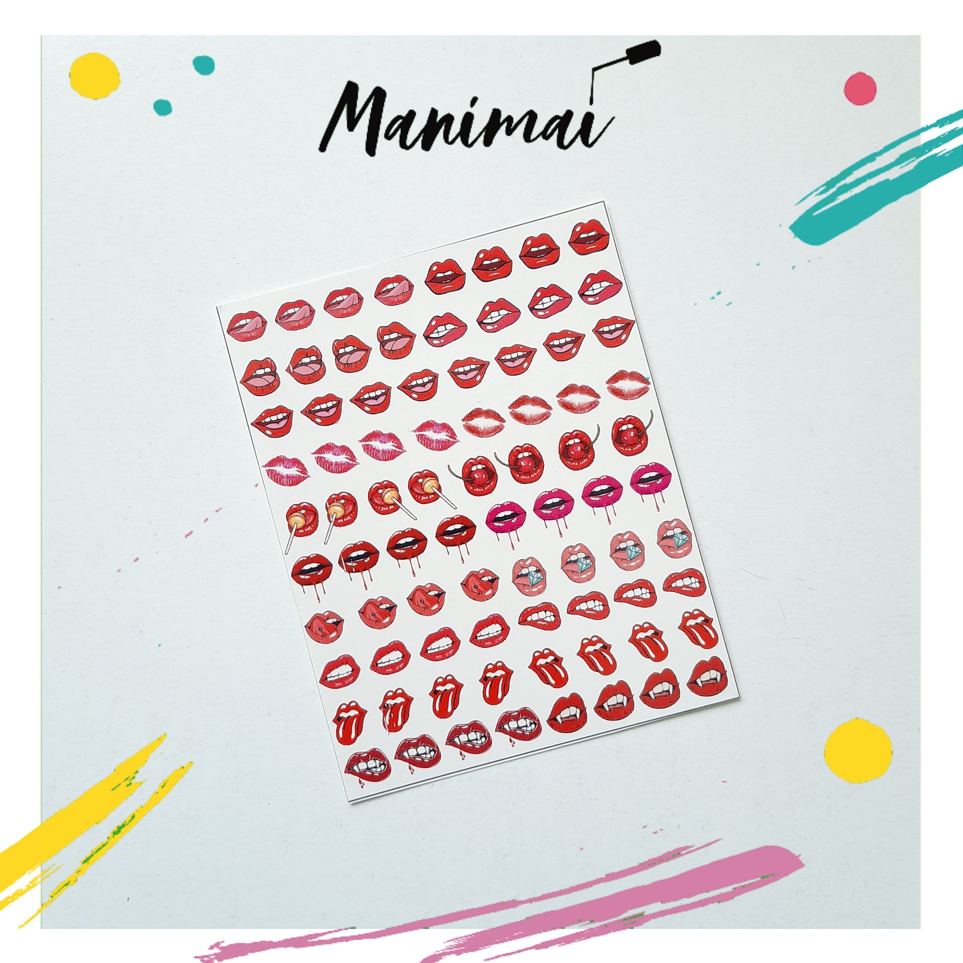 Tatuaje al agua bocas L  Miawsticker