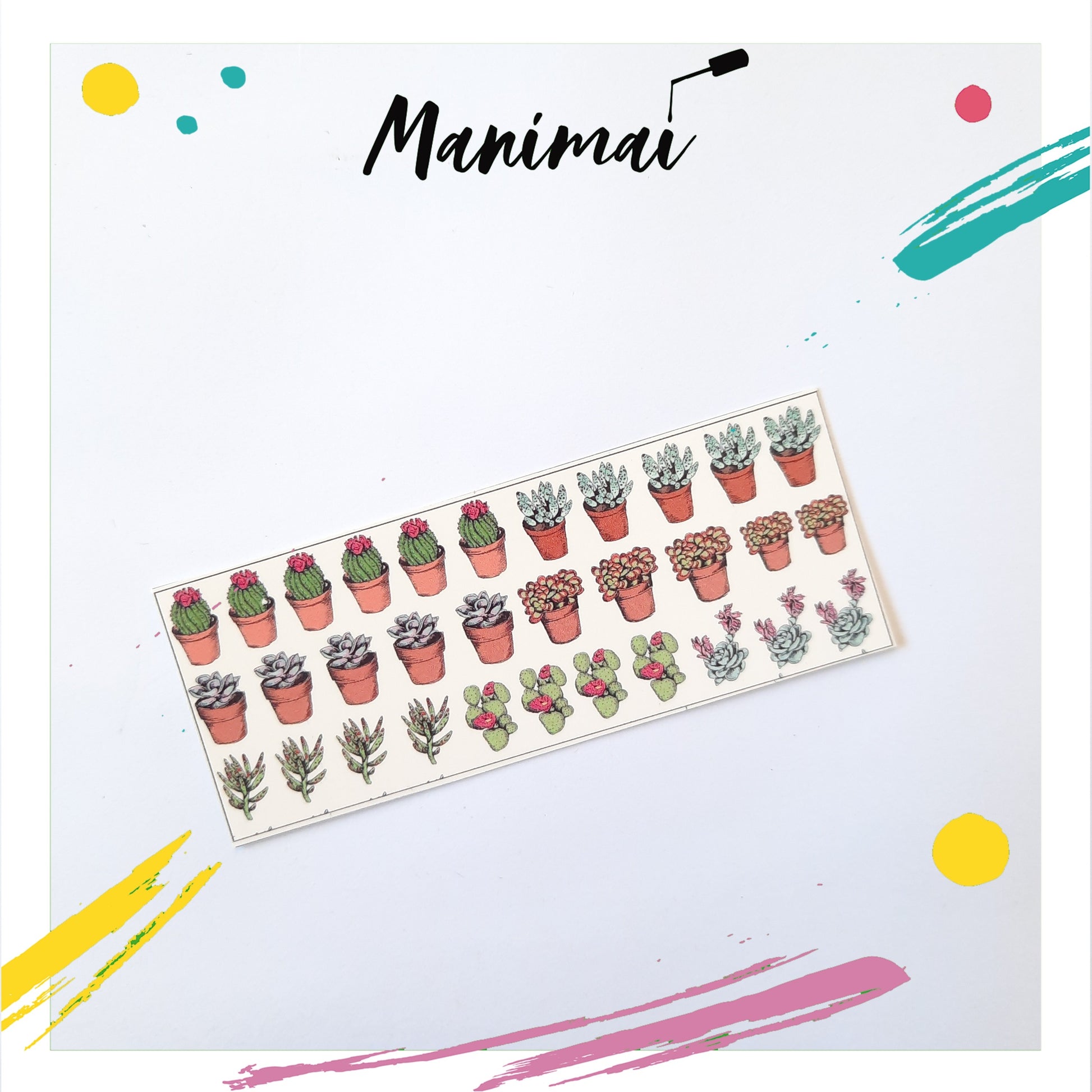 Tatuaje al agua cactus y suculentas S Miawsticker