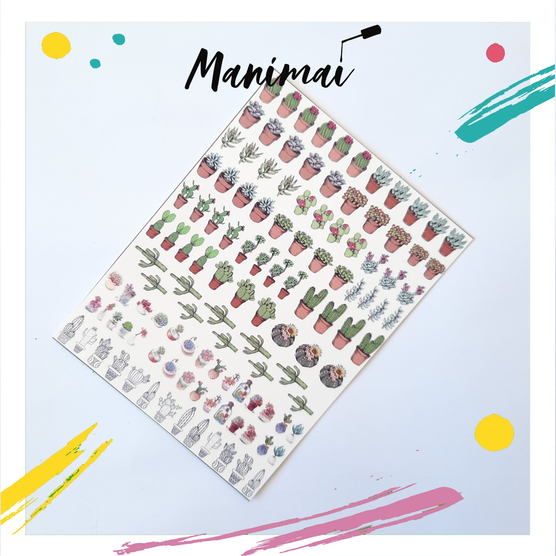 Tatuaje al agua cactus y suculentas L Miawsticker