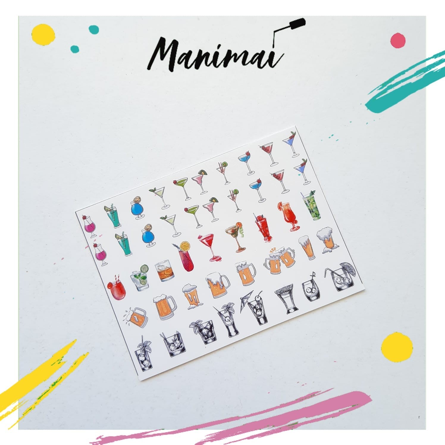 Tatuaje al agua coctails M Miawsticker