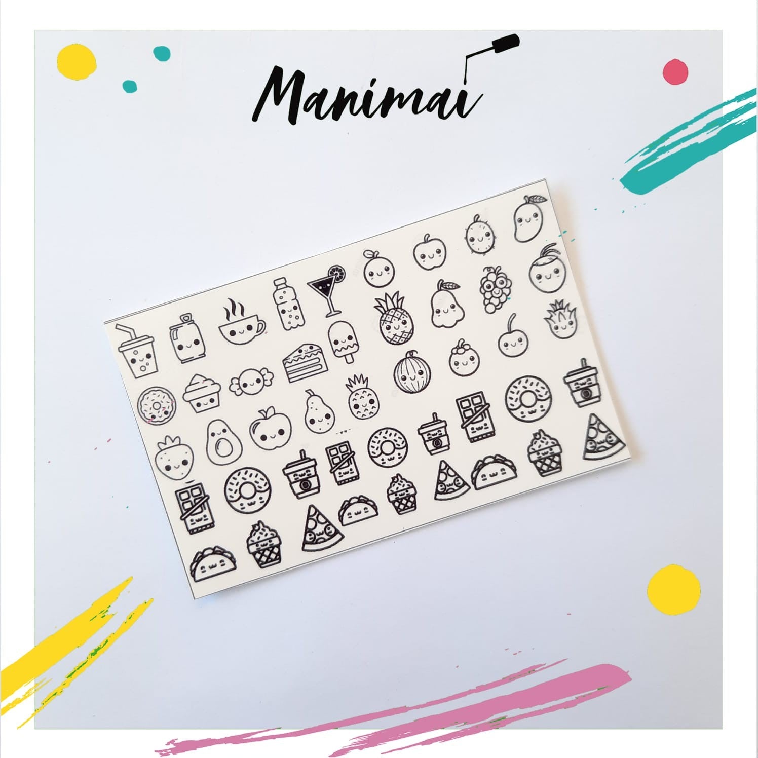 Tatuaje al agua comida 1 M Miawsticker