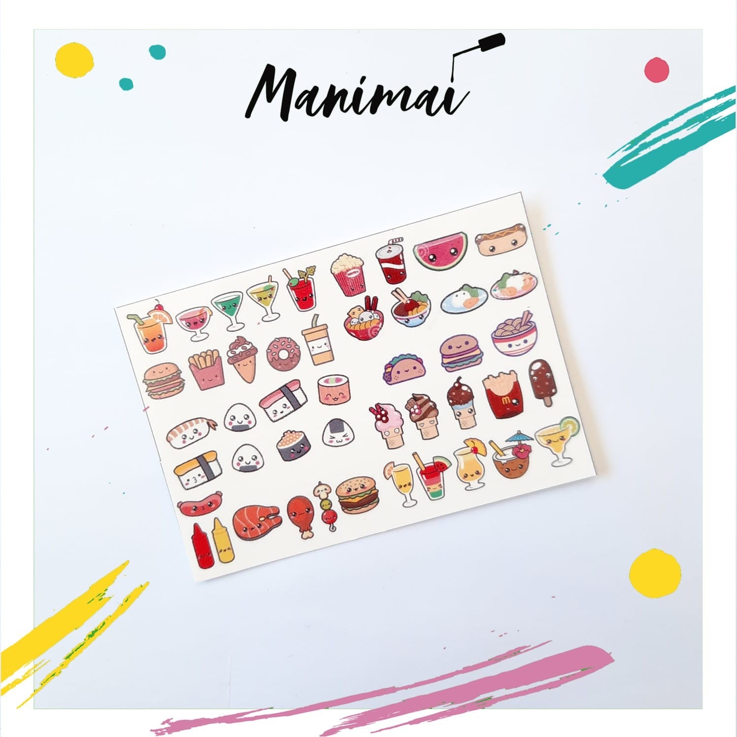 Tatuaje al agua comida 2 M Miawsticker