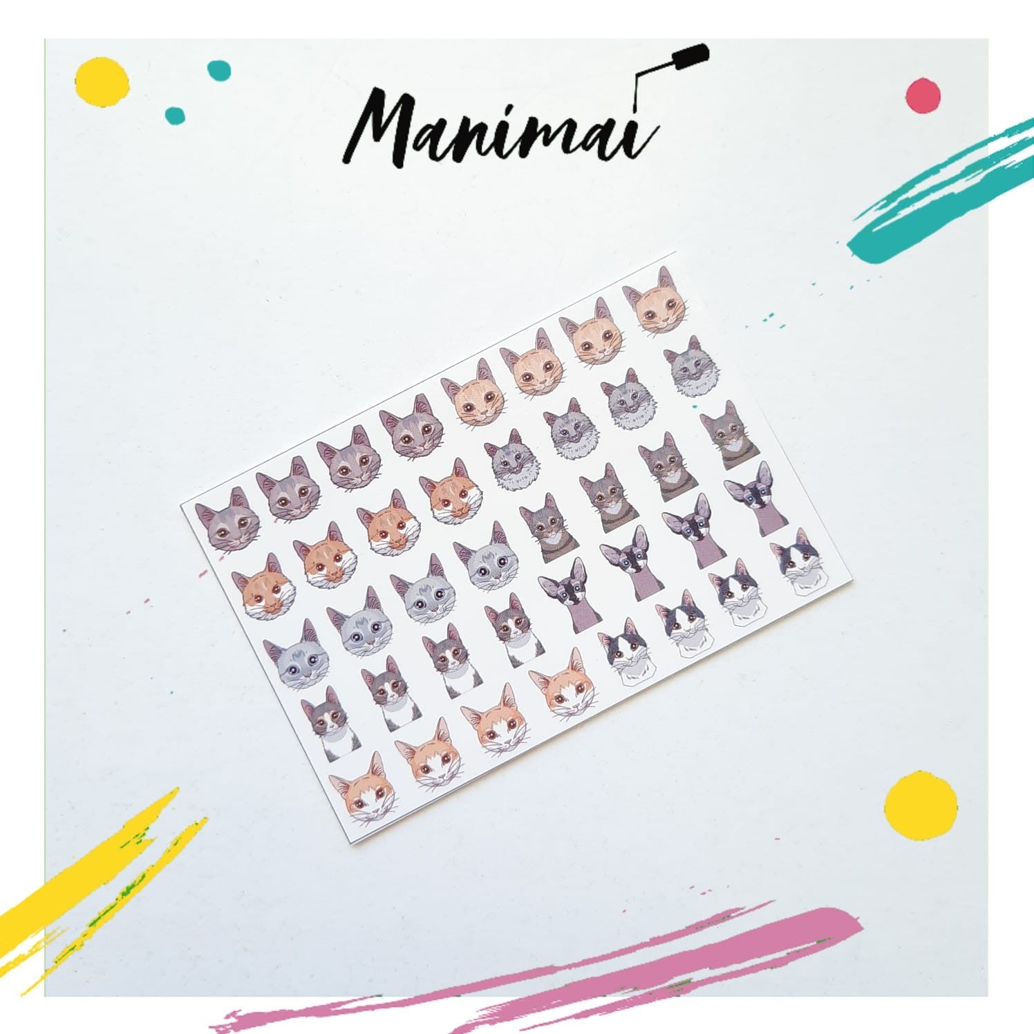 Tatuaje al agua gatos 1 M Miawsticker