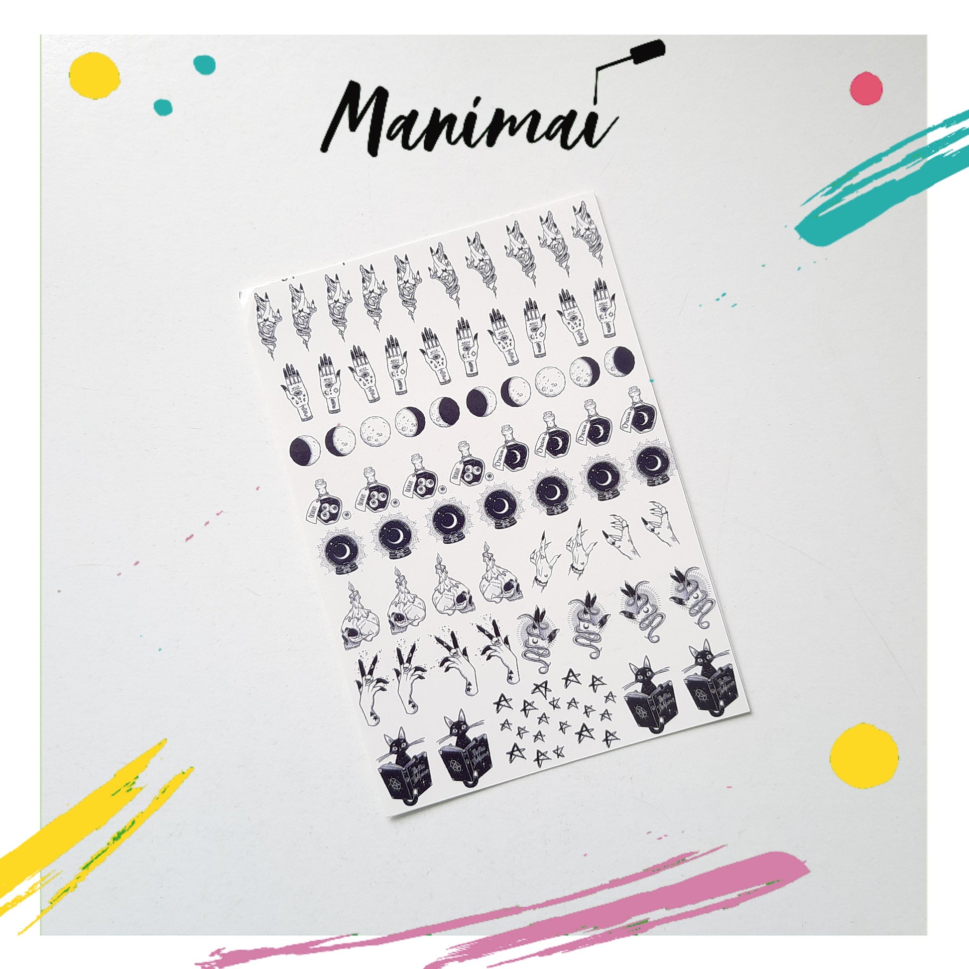 Tatuaje al agua Halloween 3 Witches L Miawsticker