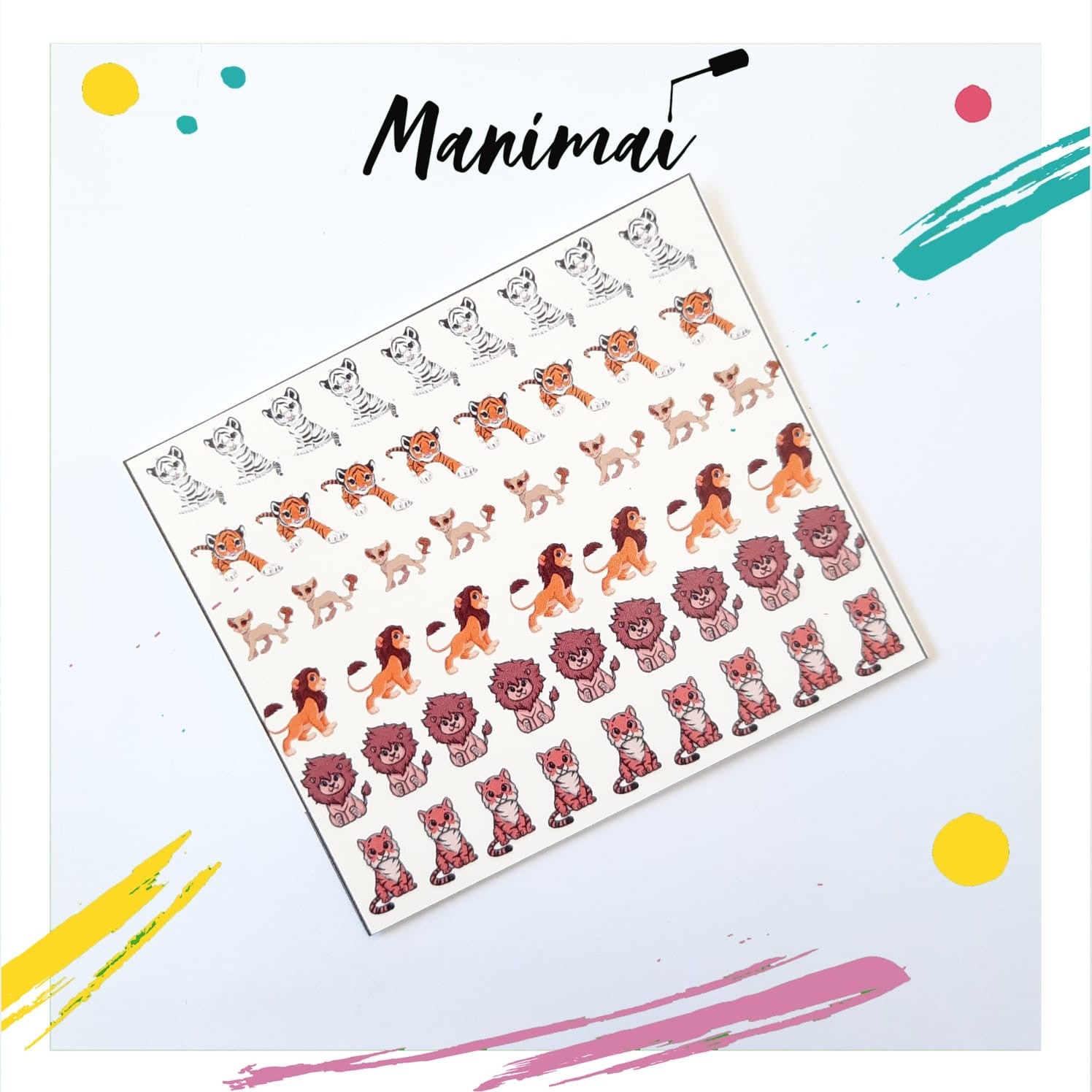 Tatuaje al agua leon y tigre M Miawsticker