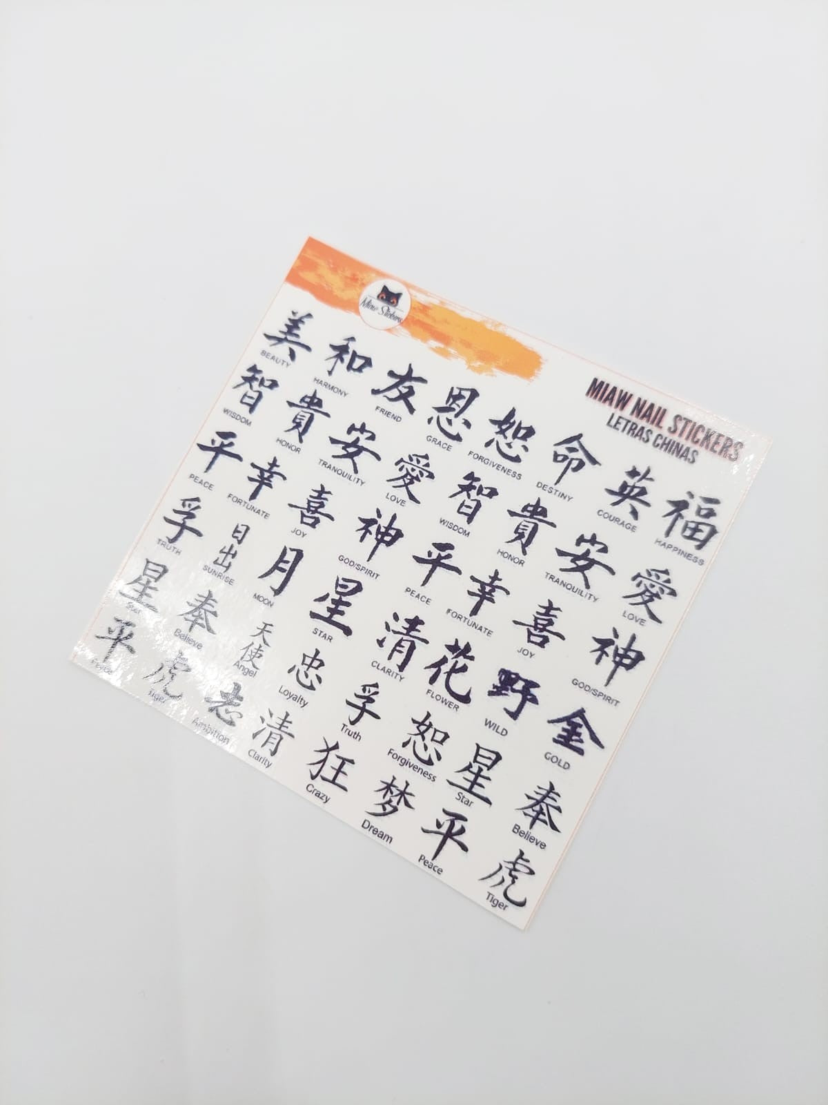 Tatuaje al agua letras chinas M  Miawsticker