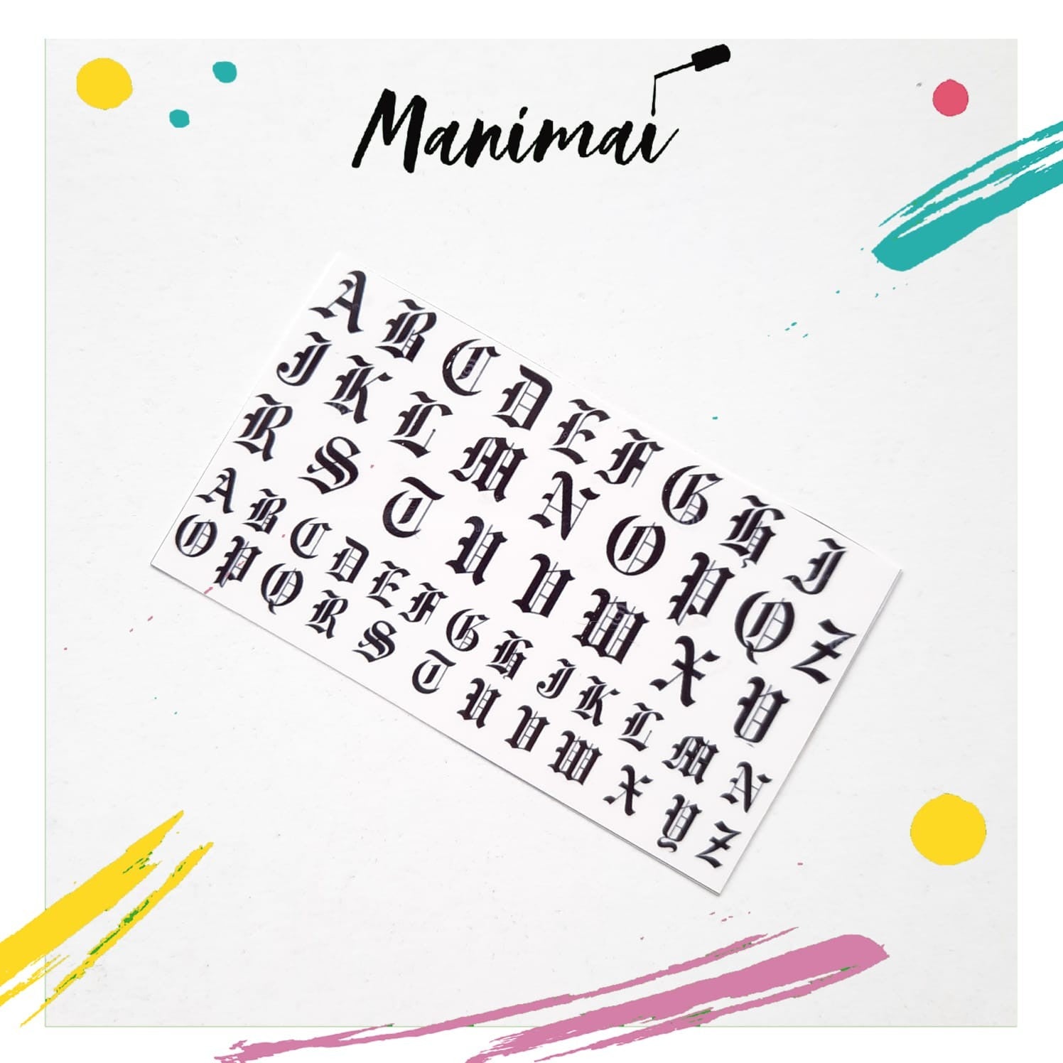 Tatuaje al agua letras goticas M  Miawsticker