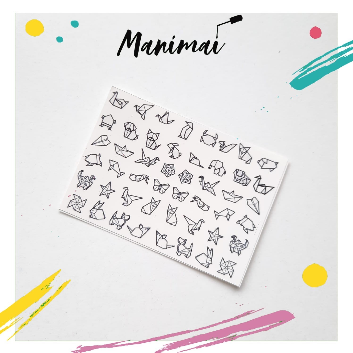 Tatuaje al agua origami M  Miawsticker