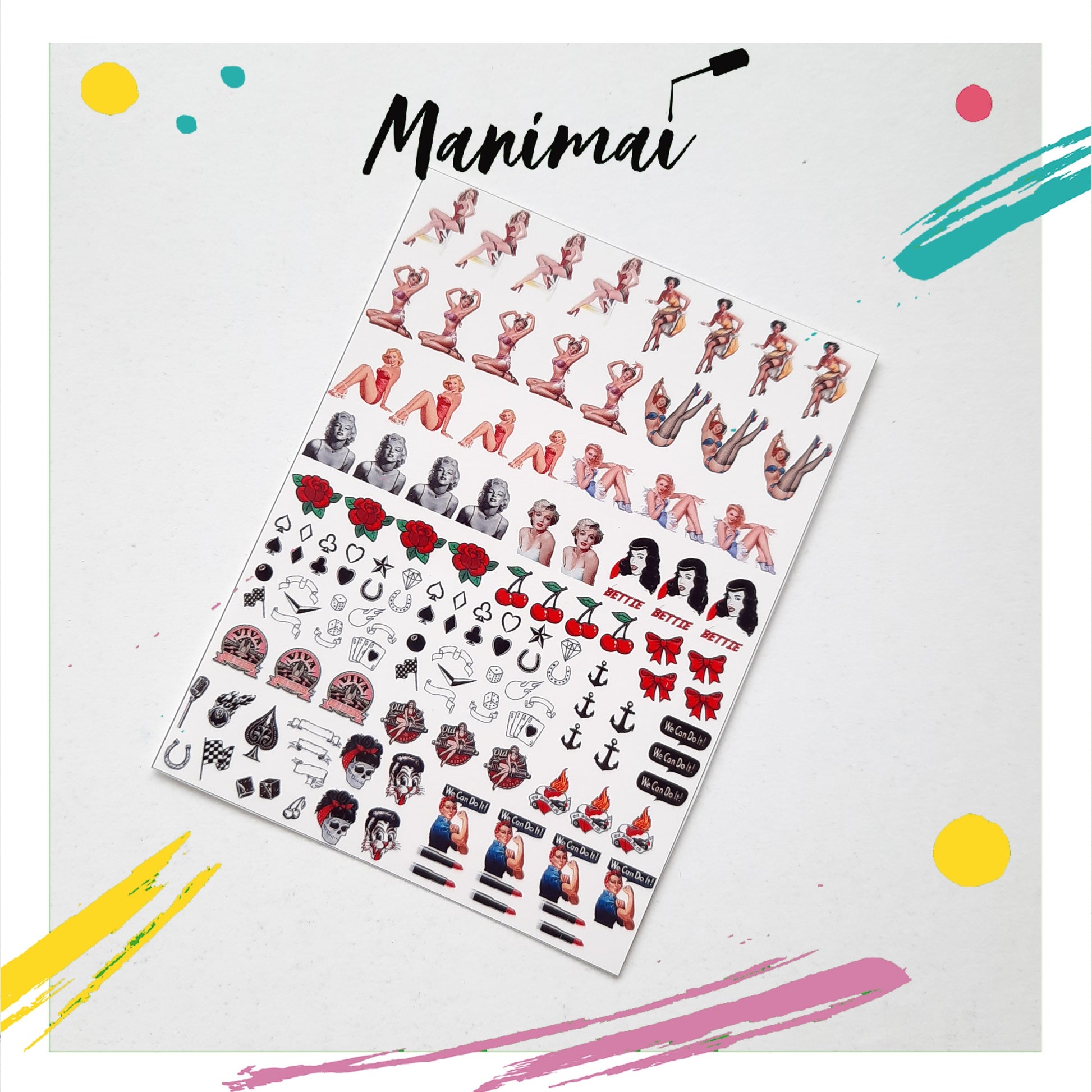 Tatuaje al agua Pin Up L Miawsticker