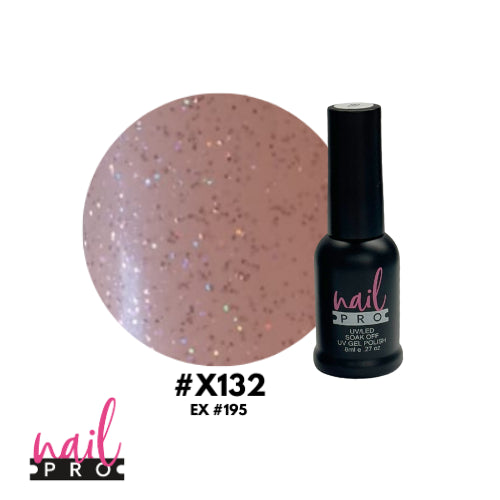 X132 Rosa traslúcido micro glitter 8ml Nail Pro