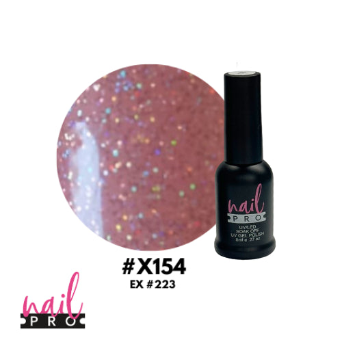 X154 Rosado pastel micro glitter 8ml Nail Pro