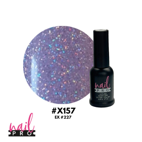 X157 Morado pastel con micro glitter 8ml Nail Pro