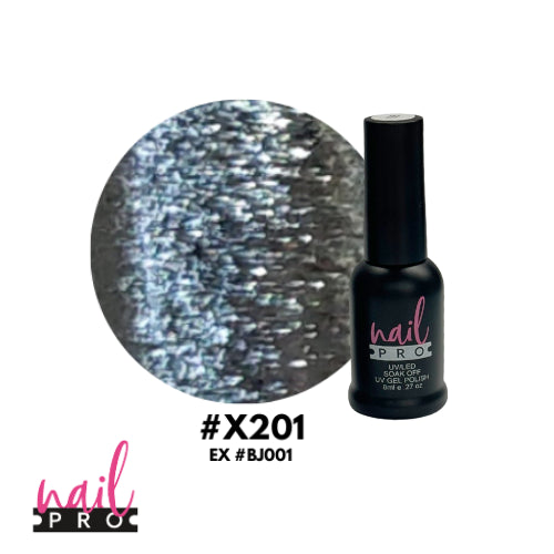 X201 Plateado glitter intenso 8ml Nail Pro