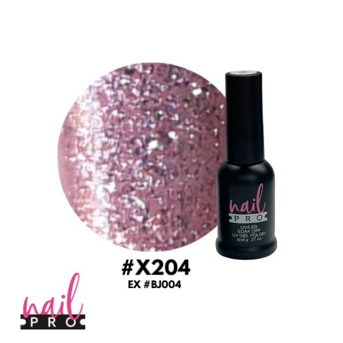 X204 Rosado Glitter intenso 8ml Nail Pro
